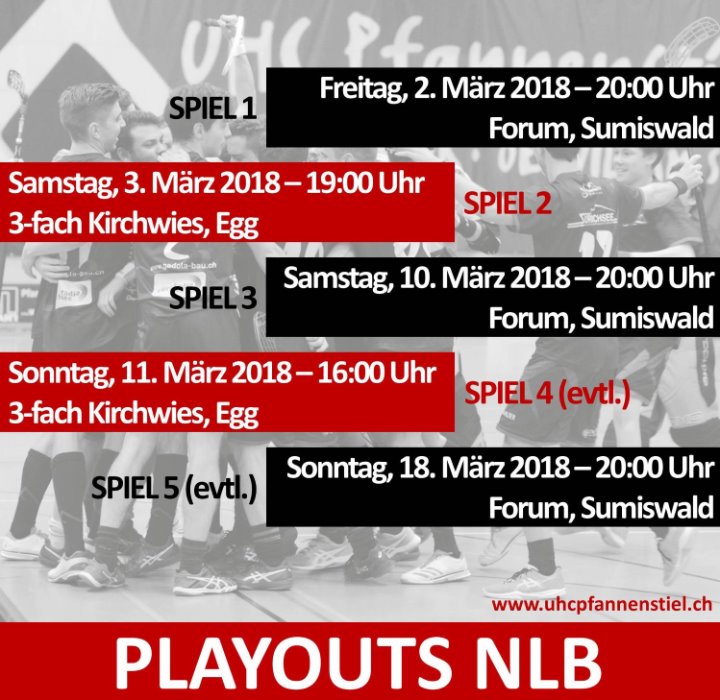 Termine der Playout-Serie UHC Pfannenstiel - UHC Grünenmatt