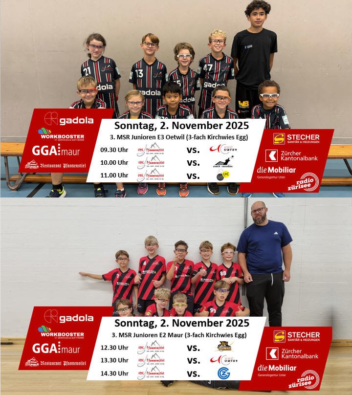 Die Junioren E Oetwil und Maur freuen sich auf die bevorstehende Heimrunde Die Junioren E Oetwil und Maur freuen sich auf die bevorstehende Heimrunde