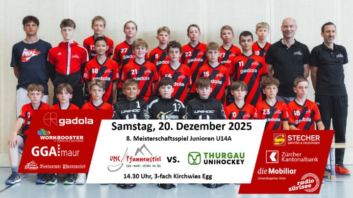 Die U14 empfängt zum Jahresabschluss Unihockey Thurgau Erlen in der Kirchwies